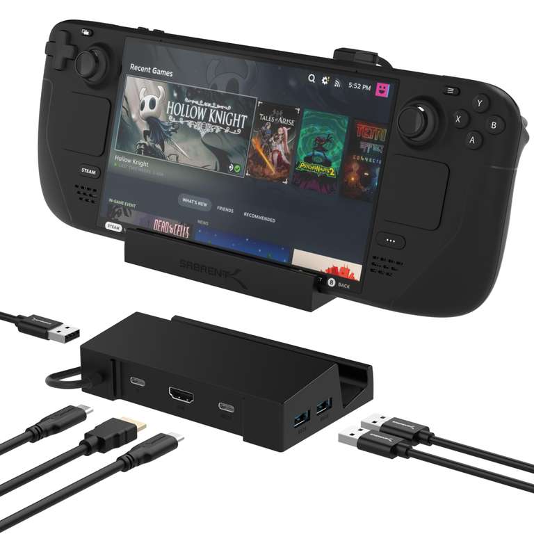 SABRENT Steam Deck Dock, 6-in-1 with HDMI 4K@60Hz, USB-C 95W PD 3.0 Fast Charging, with 2 x vouchers - Store4PC-UK FBA (Selected Accounts)