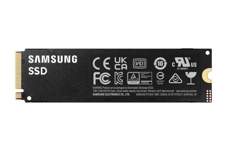 Samsung 990 PRO NVMe M.2 SSD, 4 TB, PCIe 4.0, 7,450 MB/s read, 6,900 MB/s write, Internal SSD, For gaming and video editing, MZ-V9P4T0BW