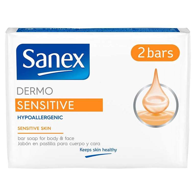 Sanex Sensitive Skin Bar Soap 90g 2 Pack - Hand Soap - for Sensitive Skin - 95p / 85p S&S - Buy 4 Save Extra 5%