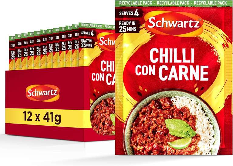 Schwartz Chilli Con Carne Recipe Mix - 12 x 41g - Delayed Dispatch