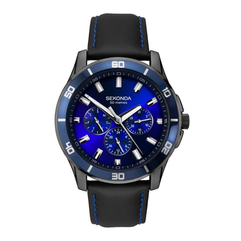 Sekonda Mens Midnight 44mm Multifunction Watch Day Date 50M Water Resistant - Sold By Super Tech Cov