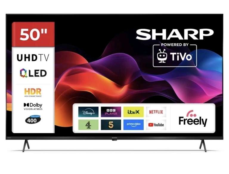 Sharp 50 inch 4K Ultra HD TiVo Freely QLED Frameless 50'' Smart TV - Black - Opened Box - w/code sold by Cheapest Electrical (UK Mainland)