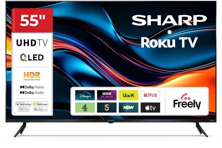 Sharp 55HJ4125K 55in 4K Ultra HD Roku Smart LED TV - Black A (opened never used) with code. Sold by Cheapest Electrical (UK mainland)