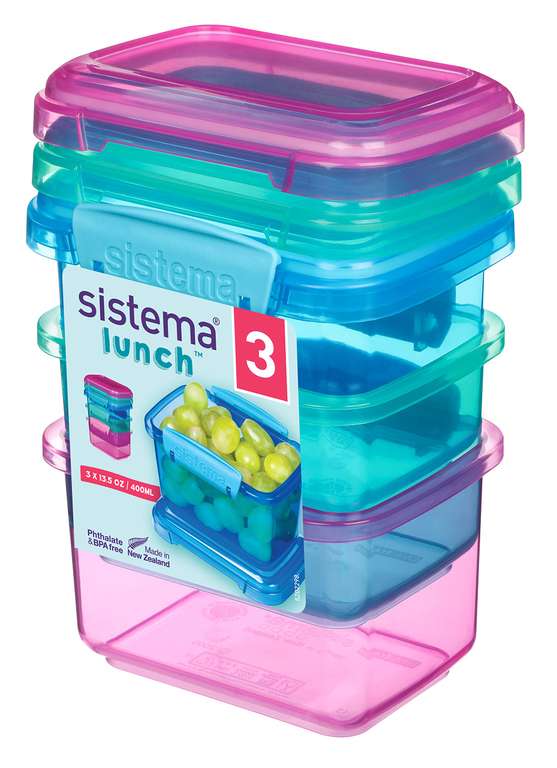 Sistema Lunch Food Storage Containers 400 ml - 3 Pack