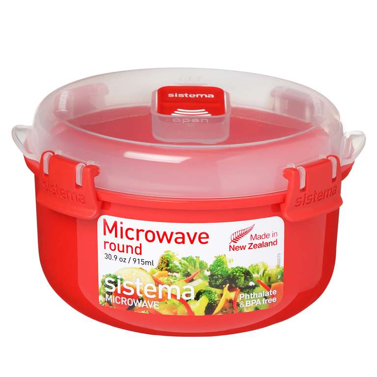 Sistema Microwave Round Bowl | 915 ml Food Container with Steam Release Vent