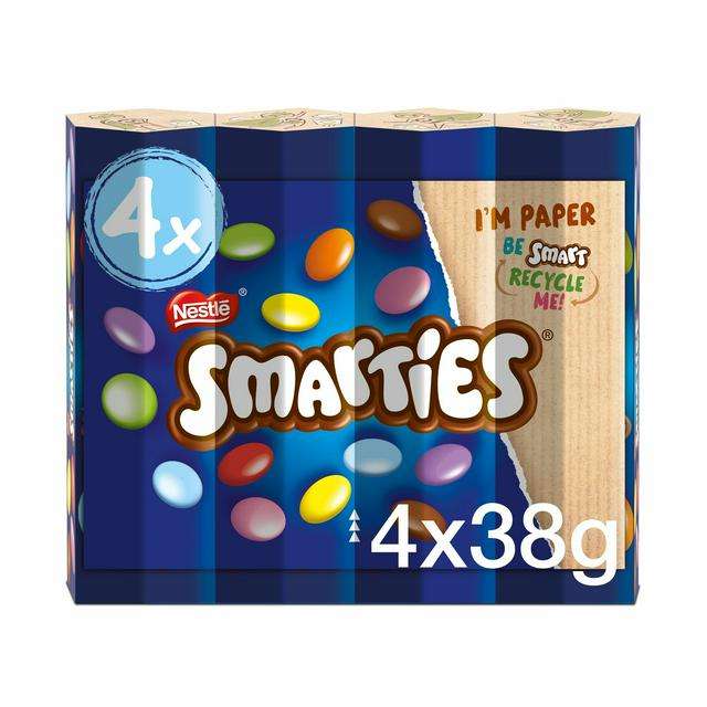 Smarties Milk Chocolate Sweets Tube Multipack 4 x 38g - £1.42 S&S