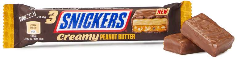 Snickers Creamy Peanut Butter & Milk Chocolate Snack Bars Multipack 146g (4 Pack) - £1.25 / £1.18 S&S