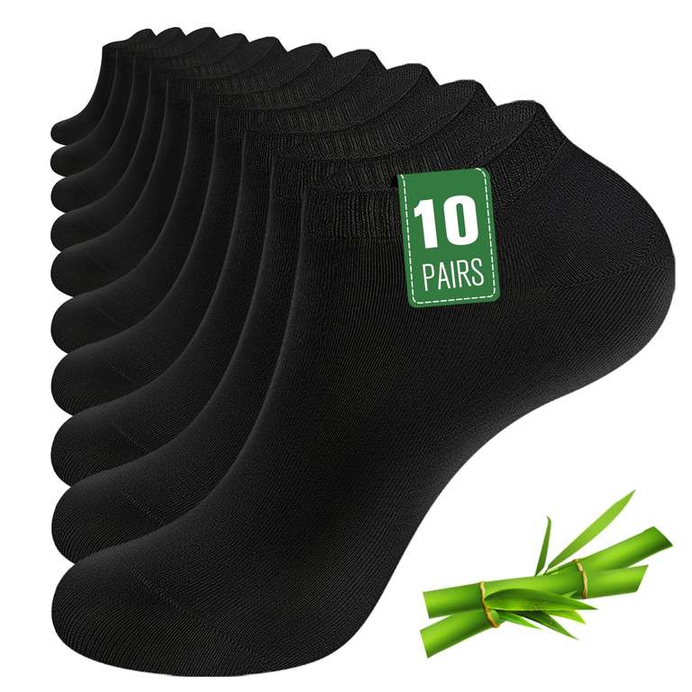 SockWaddles Men's Bamboo Low Cut Trainer Socks, Moisture-Wicking, 10 Pairs, Most Sizes/Colours - Sold by Canbao Store / FBA