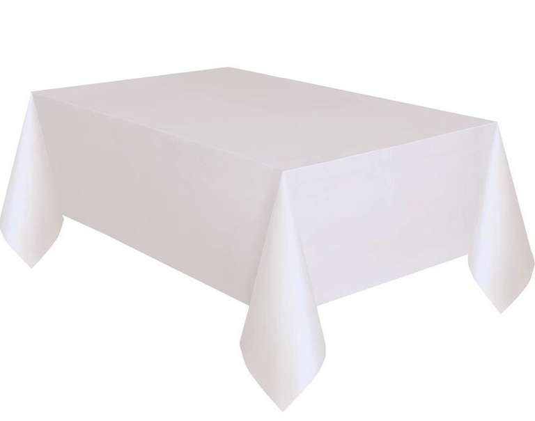 Solid White Rectangular Plastic Table Cover (137cm x 274cm) 1 Count - Elegant & Durable Tablecloth