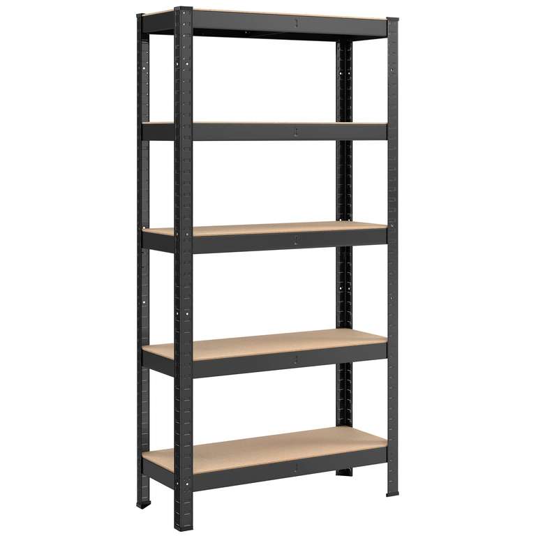 SONGMICS 5-Tier Shelving Unit - Set of 2 Steel Shelving Unit for Storage - Boltless Assembly - 30 x 75 x 150 cm - Black