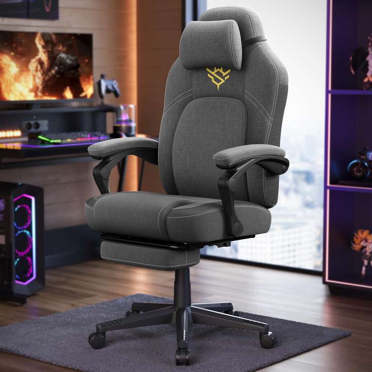 SONGMICS HOME Gaming Chair, Ergonomic Computer Chair with Footrest, Video Game Chair with Headrest,, Ink Black OBG072BH04