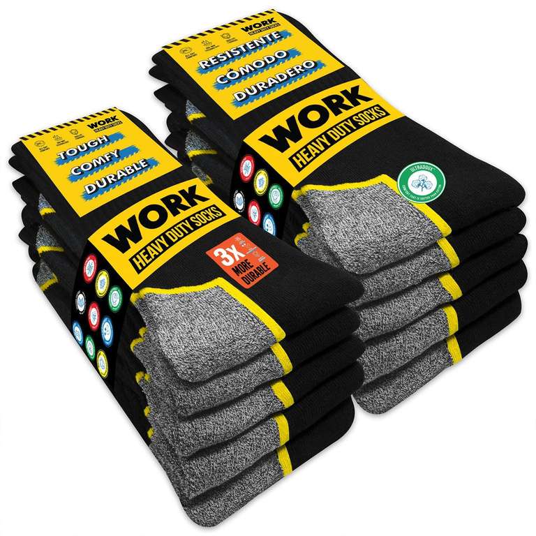 SOXCO 10 Pairs Men’s WORK Socks Black Crew Length sizes 3 to 15