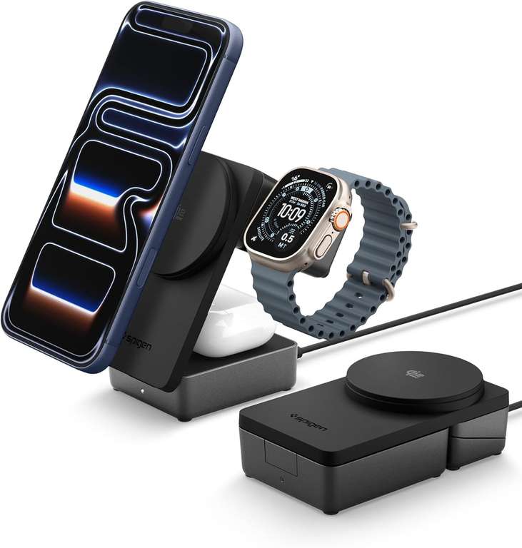 Spigen Essential Qi2.2 25W 3-in-1 MagSafe Wireless Charging Station - Sold by Spigen EU FBA