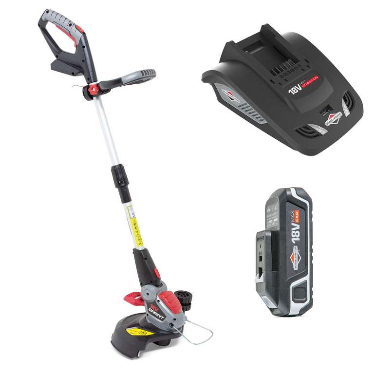 Sprint 18V Lithium-Ion Grass Trimmer Kit 18GTK , Powered by Briggs & Stratton, 30cm Cutting Width, Including 2.5Ah Battery and Charger