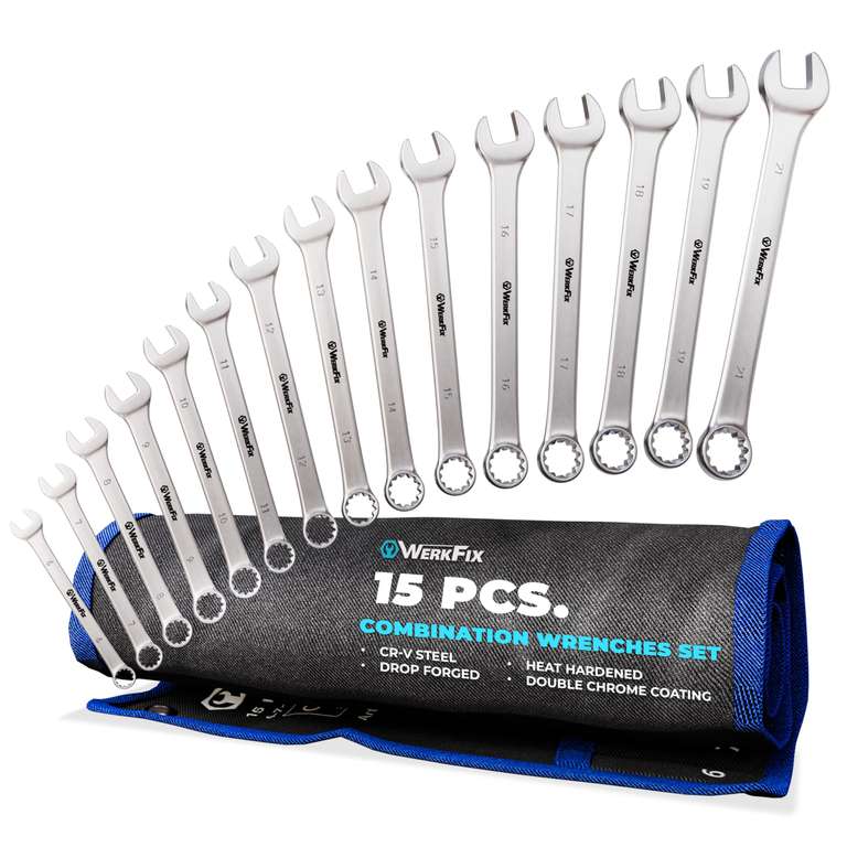 S&R WERKFIX Professional Metric Combination Spanner Set 15 pcs 6–21 mm – sold by Werkzeugbar FBA
