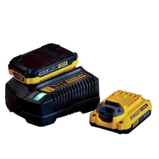 STANLEY FATMAX V20 Starter Kit 2A Fast Charger + 2 Batteries SFMCB12D2Q-GB (Refurbished) - W/Code - Sold by STANLEY UK (UK Mainland)