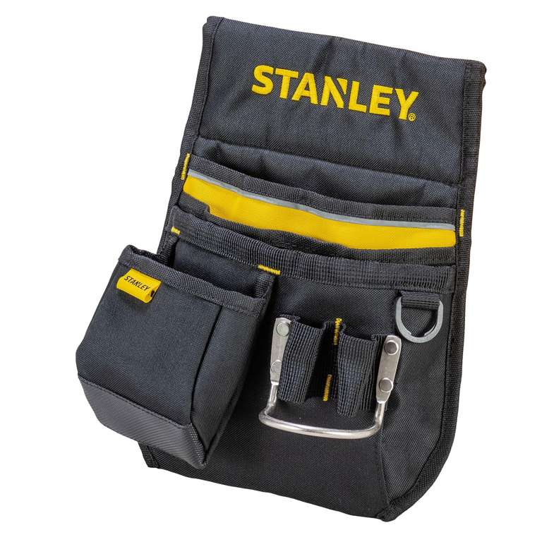STANLEY Leather Tool Belt Pouch, Double Pocket Storage Organiser, Hammer Loop