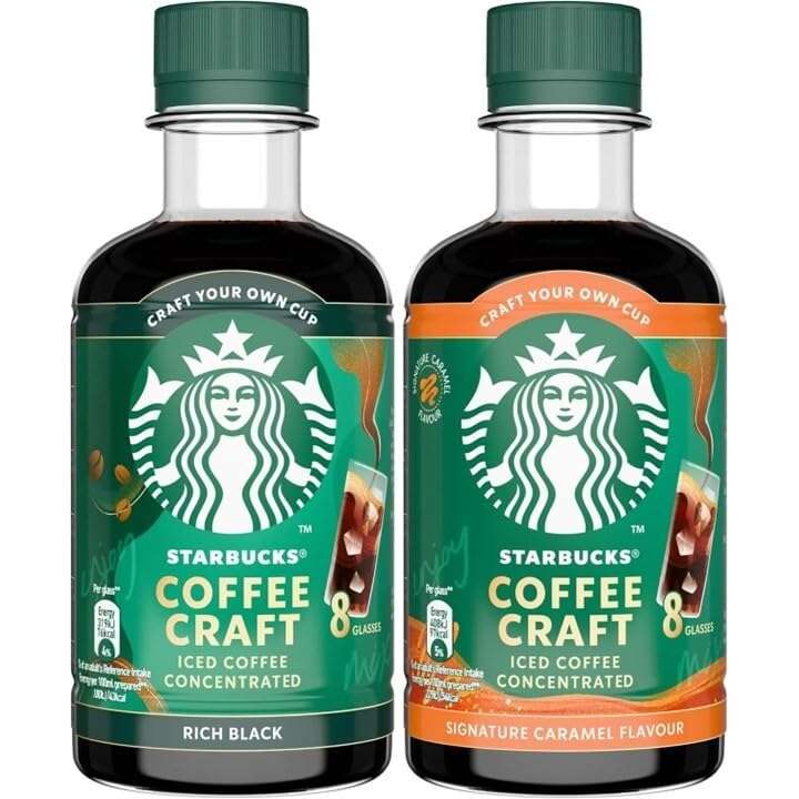 STARBUCKS Rich Black and Signature Caramel Flavour Bundle Iced Coffee Concentrated 2x260ml