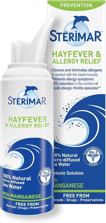 Sterimar Hayfever & Allergy Relief, Nasal Spray, with Manganese, Isotonic, 100% Natural Sea Water, 100ml
