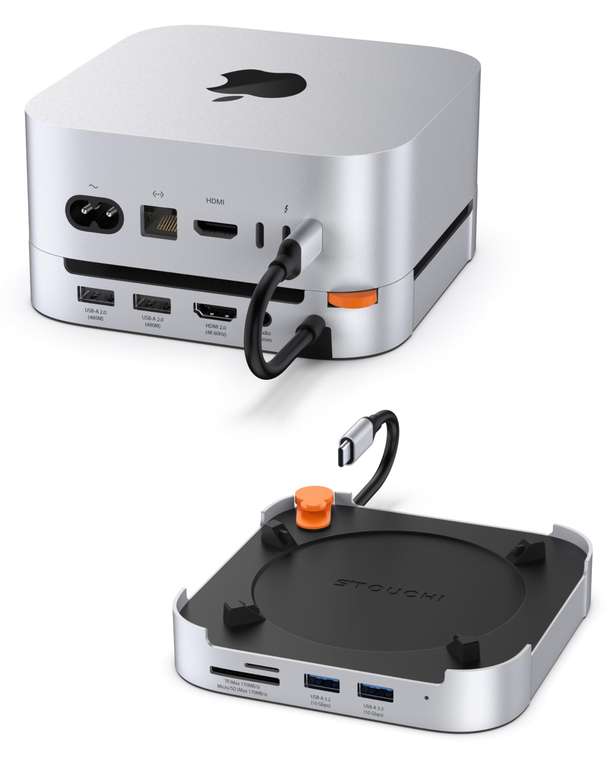Stouchi Mac Mini M4 Dock, 8TB M.2 NVMe/SATA SSD Enclosure, 4K@60Hz HDMI, 2xUSBA 10Gbps, 3.5mm Jack, 2xUSBA 3.0 | Sold By Maxonar-Online/FBA