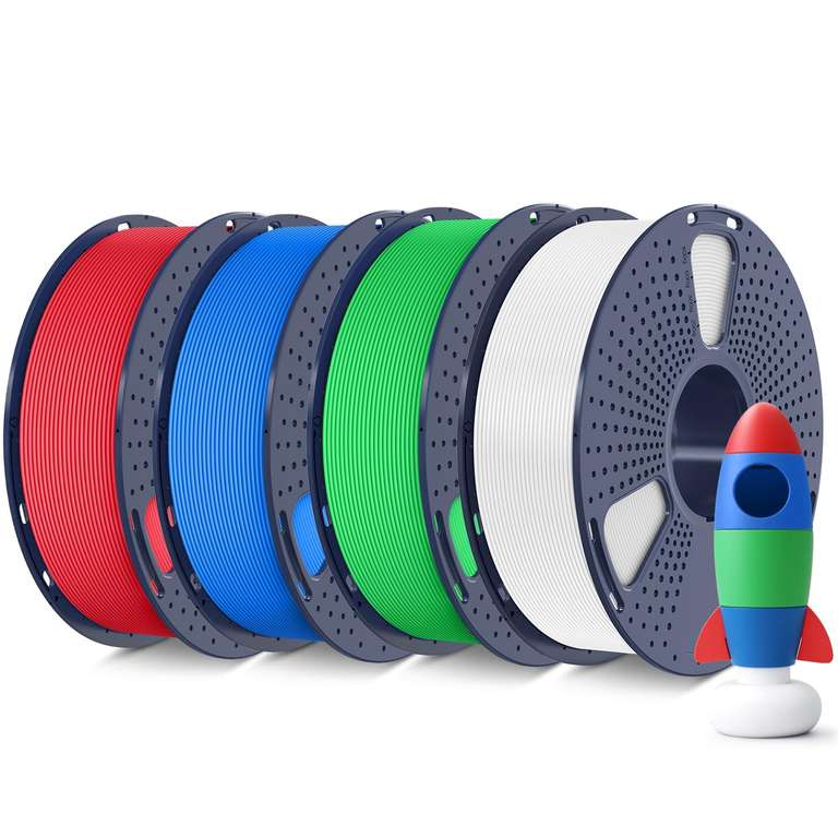 SUNLU 4KG PLA Matte 3D Printer Filament, White+Green+Klein Blue+Red | 1KG/Spool, 4 Packs. Sold by SUNLU-EU FBA