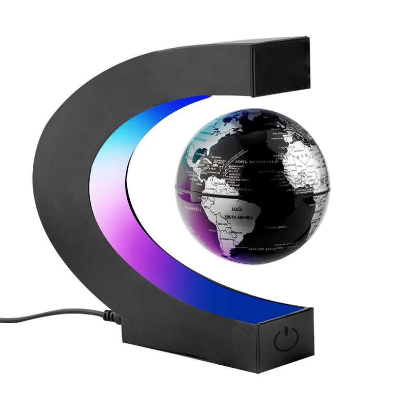 Surplex Floating World Globe with Colored LED Lights C Shape, Magnetic Field Levitation Gravity UK Plug - Sold By Surplex Market/FBA