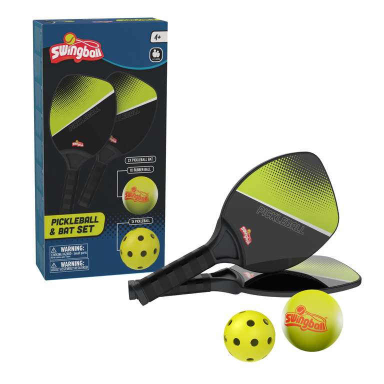 Swingball Pickleball and Bat Set, 2 Lightweight Paddles, Real Pickleball & Rubber Ball