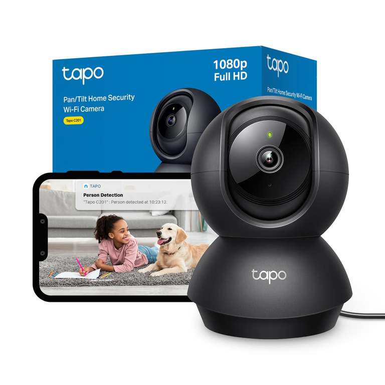 Tapo C201 Pan/Tilt Indoor Camera House Security Camera, WiFi Camera, No Monthly Fee, AI Detection, 1080p Full HD, 360° View, Night Vision