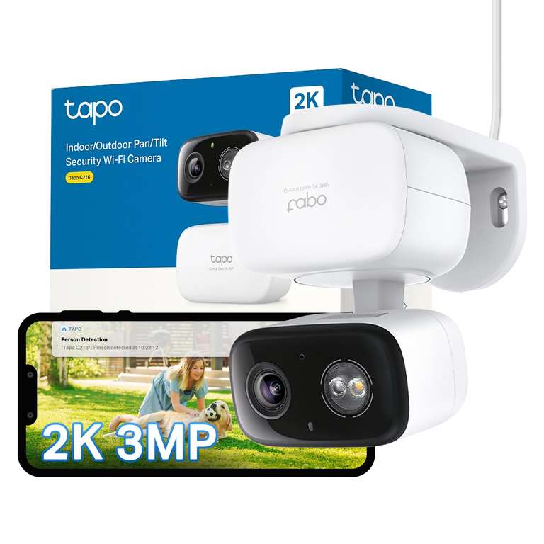 Tapo C216 2K 3MP Pan/Tilt Indoor Outdoor Security Camera Spotlights Camera