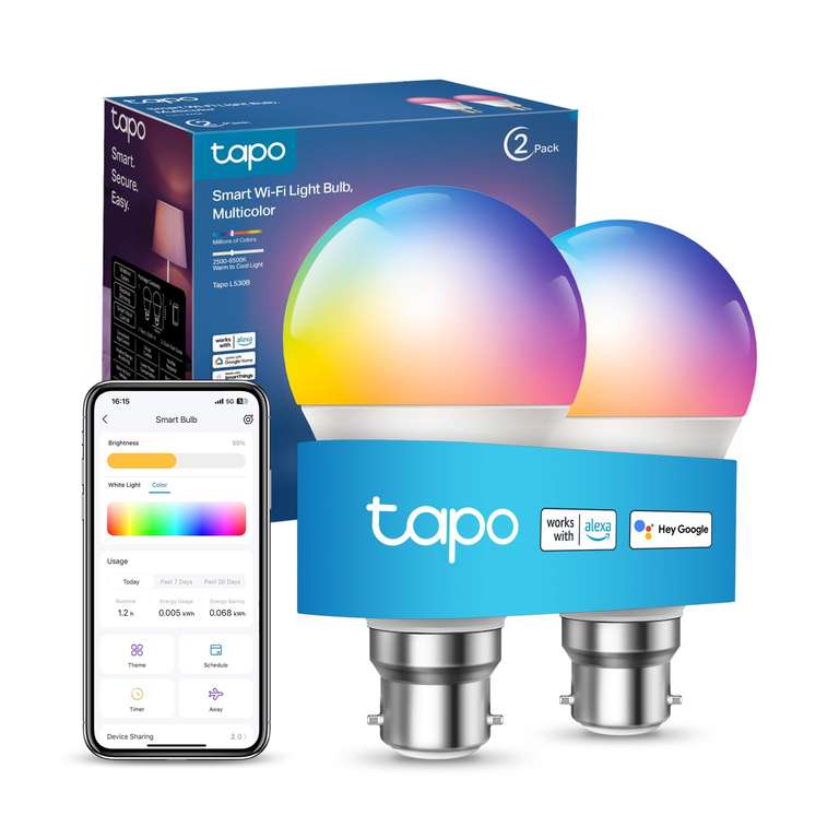 Tapo L510B (2-Pack) Smart Bulb, B22 LED Light Bulb, Alexa