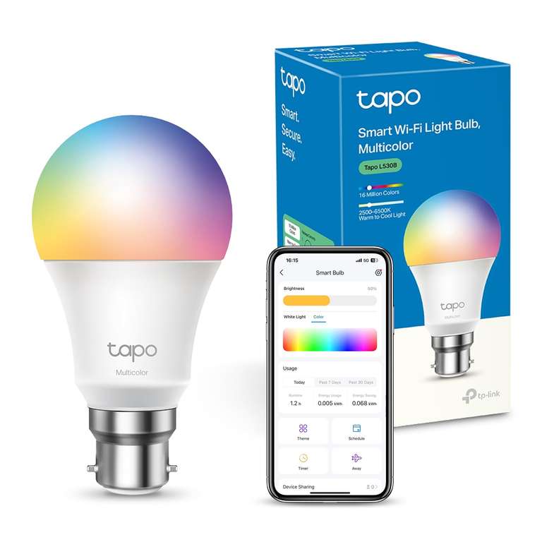 Tapo L530B Smart Bulb, B22 Multicolour Light Bulb, 8.7W (60W)