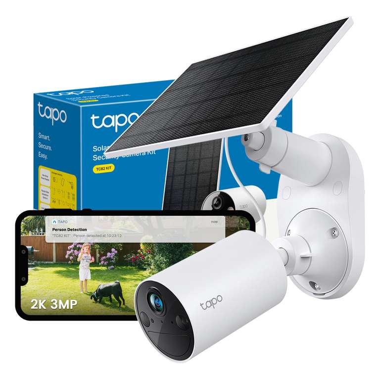 Tapo TC82 KIT 2K Solar Battery Outdoor Security Camera Wireless | Solar Powered Indoor & Outdoor CCTV Camera, 180-Day Battery Life