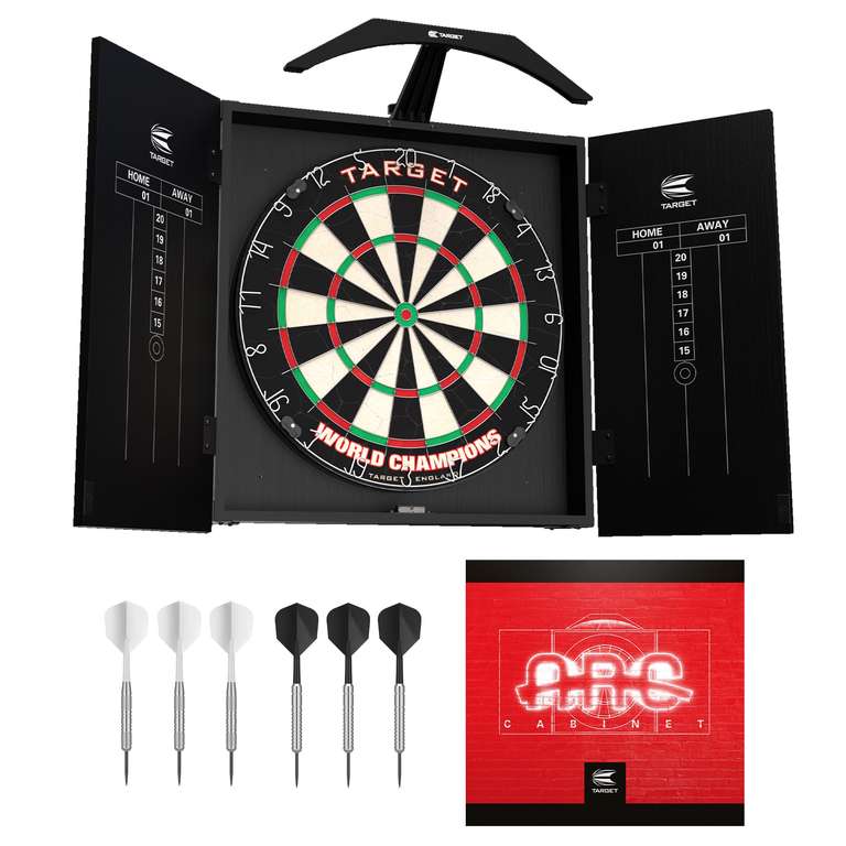 Target Darts Arc Dartboard Lighting System Home Cabinet Set, Includes Dartboard and 2 Sets of Darts, Black - Sold by Target Darts / FBA