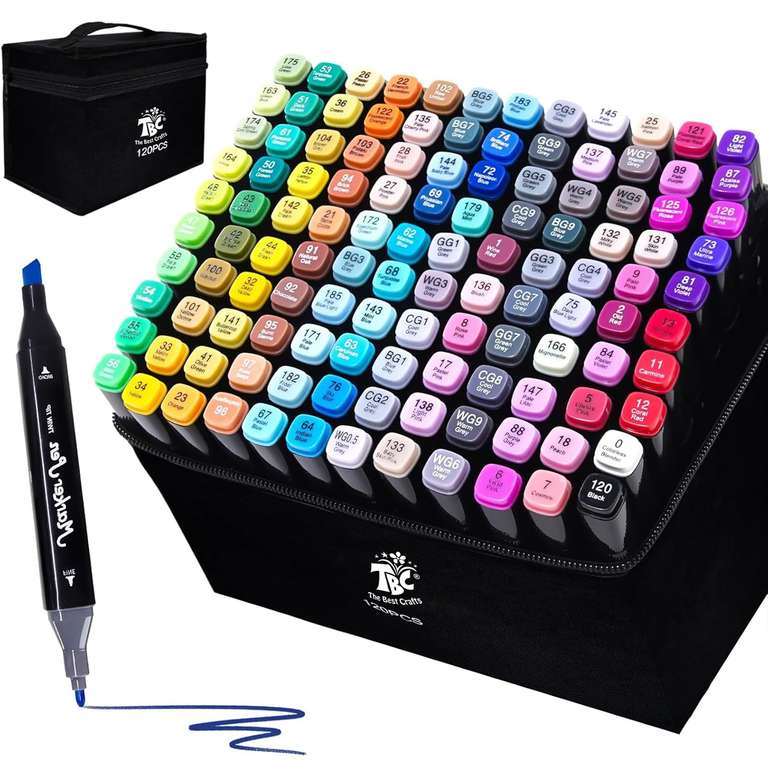 TBC The Best Crafts Dual-Tip Alcohol Markers – Premium Artist Sketch Markers, Permanent Pens (120 Colors) - Sold by TBC The Best Crafts /FBA