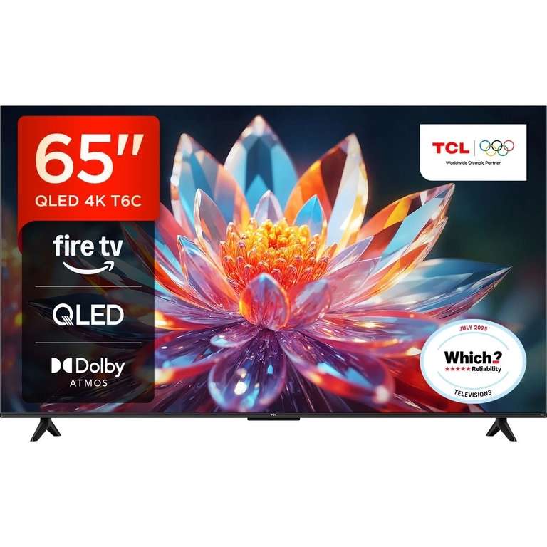 TCL 65T6C-UK 65 Inch QLED 4K Ultra HD Smart TV Bluetooth WiFi - With Code - Sold by ao UK Mainland