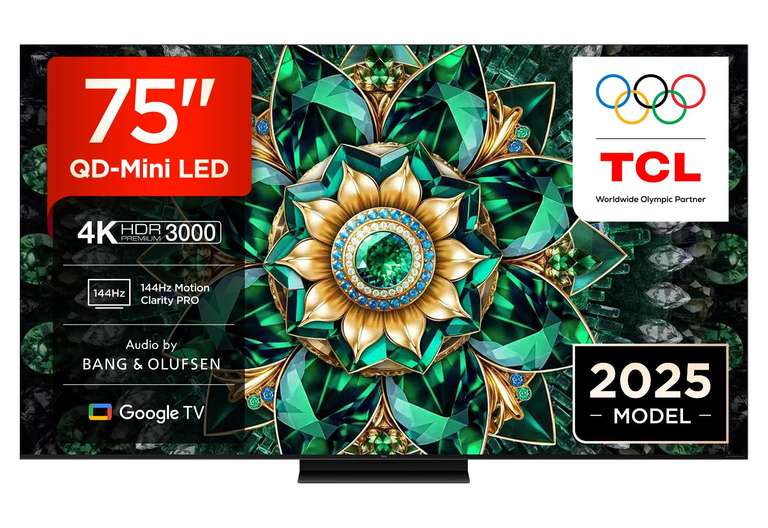 TCL 75Q7C-UK QD-Mini LED TV, 4K HDR Premium 2600, Smart TV Powered by Google TV With £100 Discount at checkout