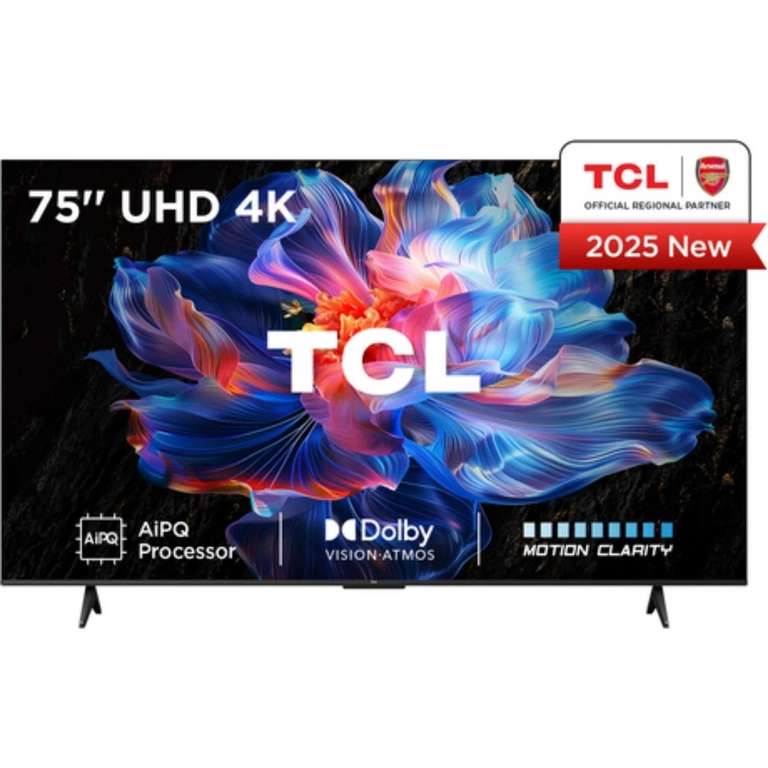 TCL V6CUK 75" 4K Ultra HD DLED HDR Google Smart TV - 75V6CUK With Code When Paying With Balance / £395.10 with 10% Off Sold By Hughes