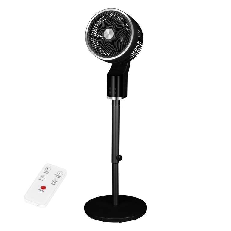 TCP Black Pedestal Fan with Remote Control, Quiet Standing Electric Floor Fan