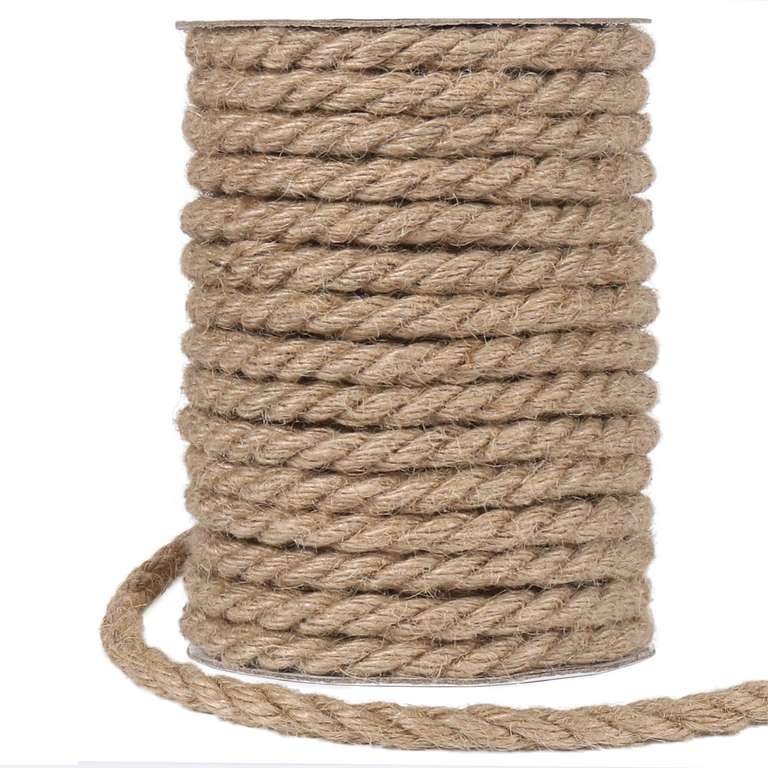 Tenn Well 10mm Jute Rope, 15m, 50 Feet Thick and Strong Natural Jute Twine