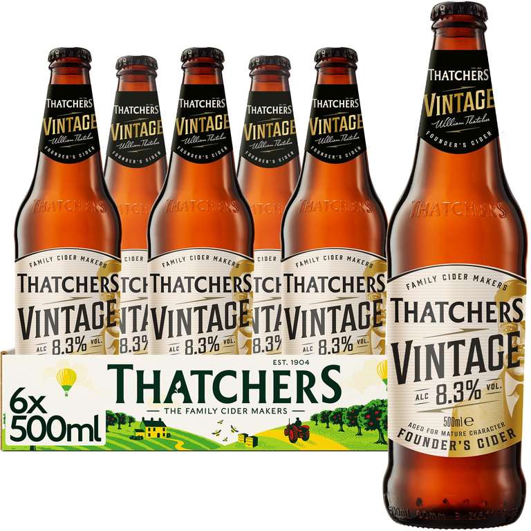 Thatchers Vintage - 6 x 500ml Bottles, Full- Bodied, Medium Dry, Bittersweet Apple Cider 8.3% Alcohol - Voucher Price