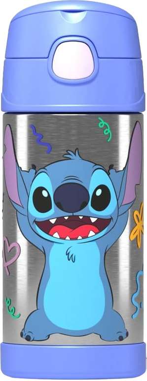 Thermos - Disney's Stitch Bottle (355ml) - BPA Free, Stainless Steel, Spill Proof, Pop-Up Straw