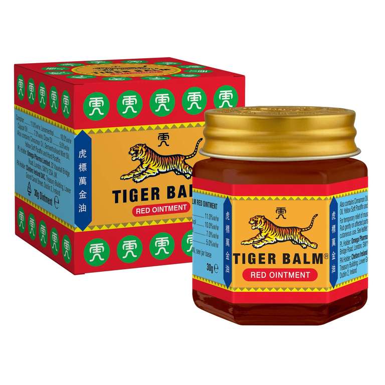 Tiger Balm Red Ointment for Muscle Pain Relief and Back Ache 30g - Red / White