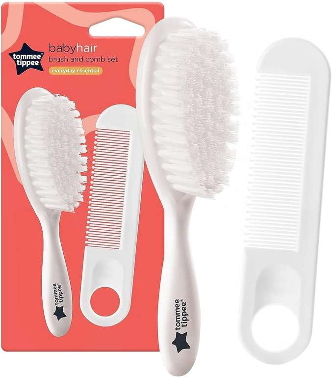 Tommee Tippee Essential Basics Brush and Comb Set, White, 2 Count (Pack of 1)