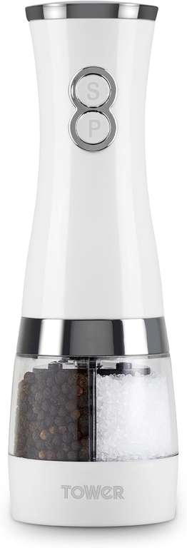 Tower T847004W Electric Duo Salt and Pepper Mills - White / Black £10.46