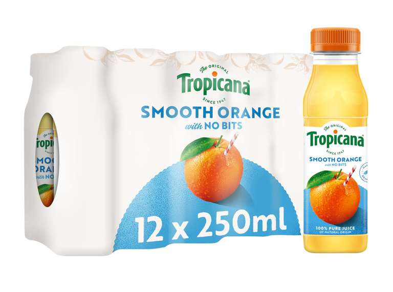 Tropicana - Orange Fruit Juice with No Bits - Long Life Pure Orange Juice, 250ml (Pack of 12) - S&S £9.26