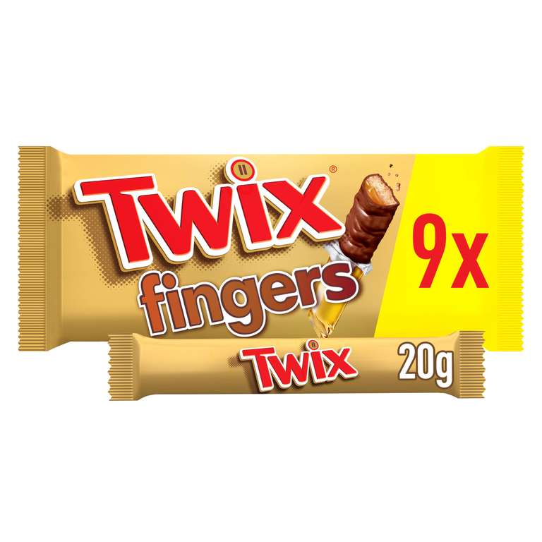 Twix Chocolate Bars, Caramel & Milk Chocolate Biscuits, 9 x 20g Multipack - S&S £1.66