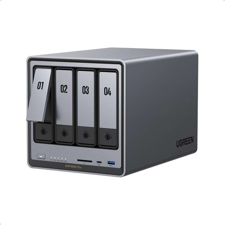 UGREEN NAS DXP4800 Pro 4-Bay Desktop NAS Includes HDMI Cable, Intel Core i3-1315U, 8GB DDR5 - Sold by UGREEN GROUP LTD UK / FBA - Prime Deal