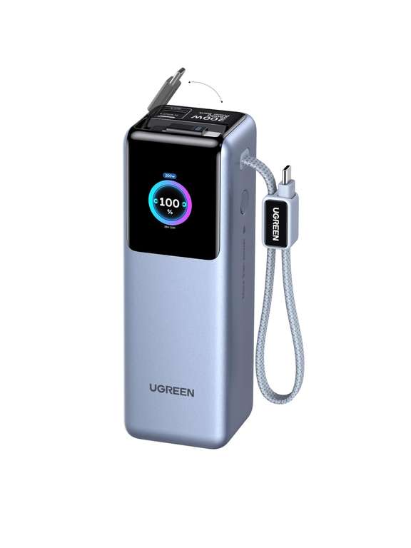 UGREEN Nexode Laptop Power Bank 25000mAh 200W Fast Charging Portable Charger Built-in Retractable Cable