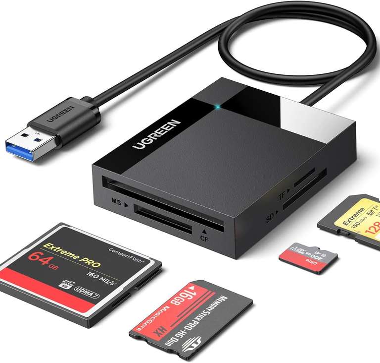 UGREEN SD Card Reader, USB 3.0 to TF/SD, 170Mb/s External Memory Card Adapter, Dual Card Slots, Sold by UGREEN Group Ltd UK / FBA