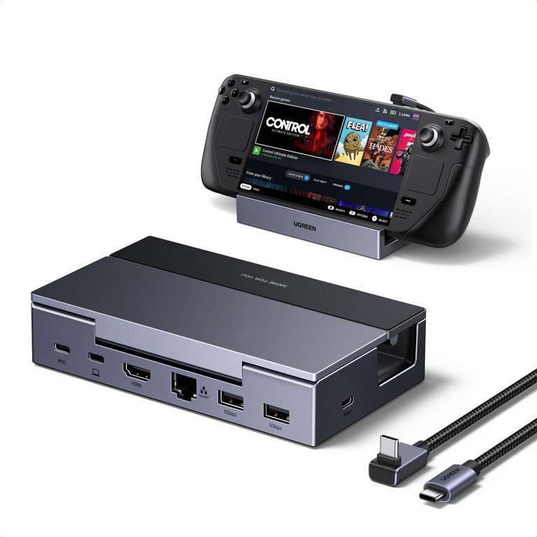 UGREEN Steam Deck Dock (6-in-1), 4K@120Hz HDMI, 100W PD, 1Gbps Ethernet, USB-A & C Ports With Discount at checkout Ugreen Group FBA